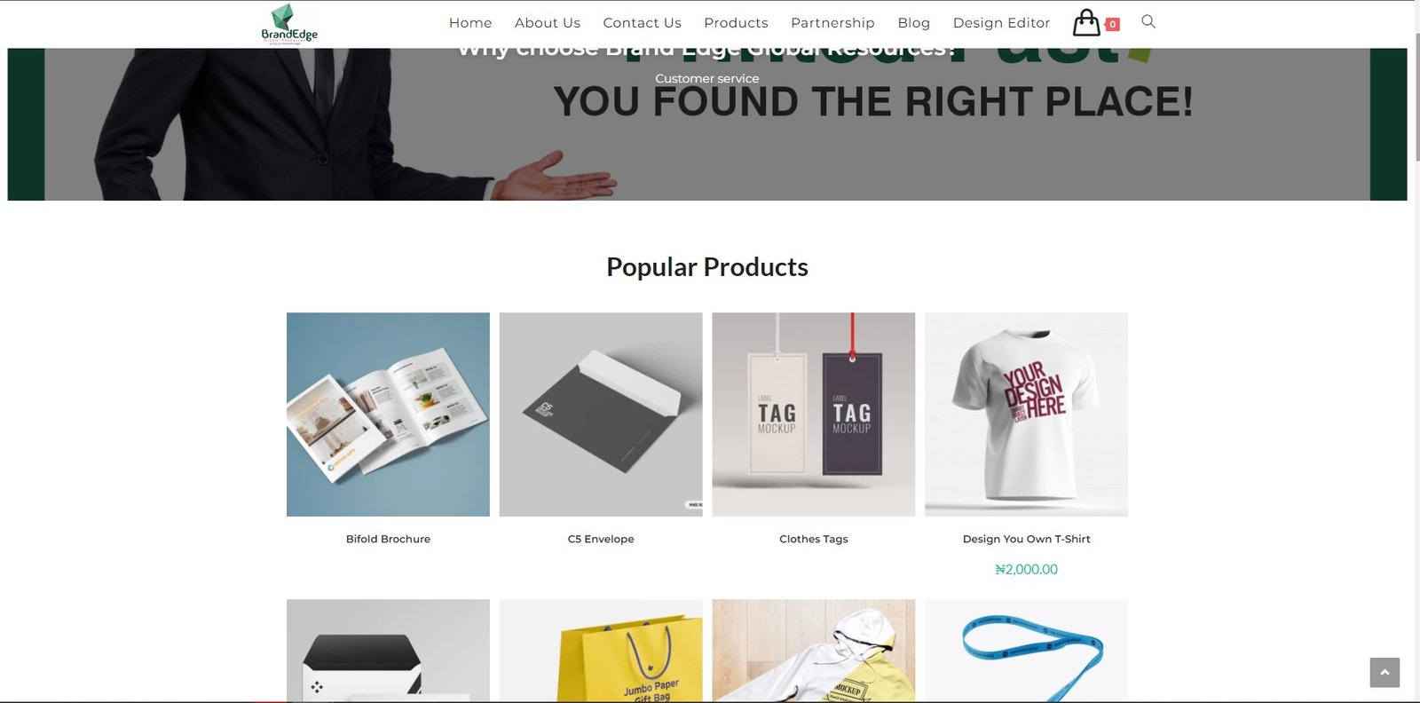 Brand Edge ecommerce website